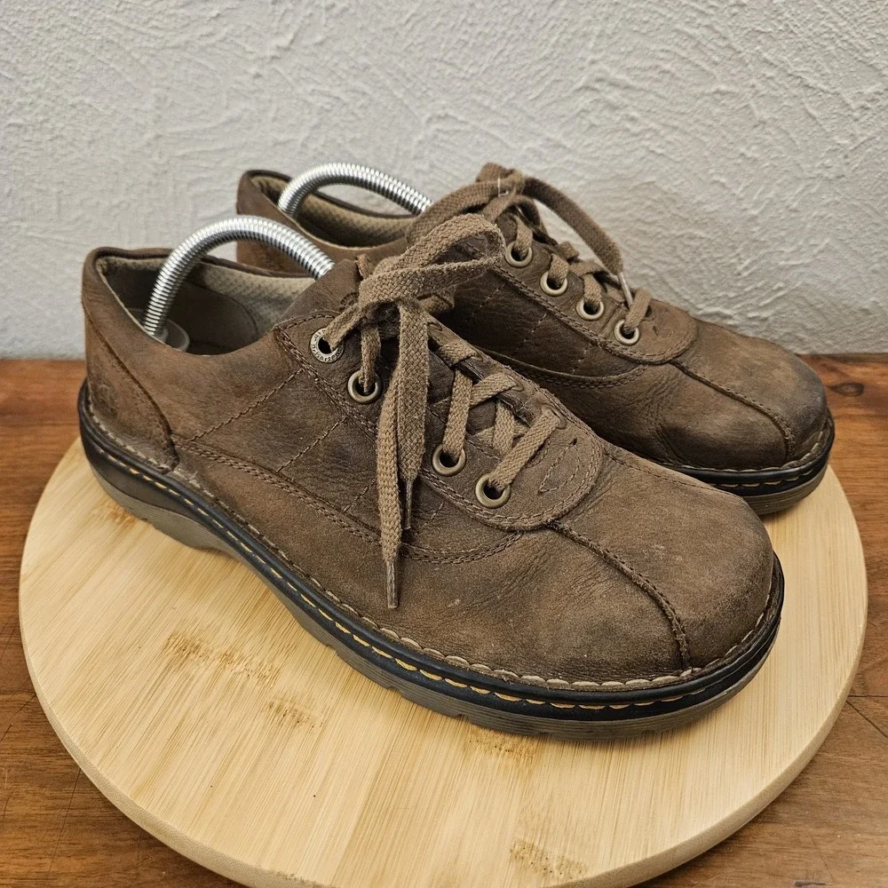 Dr Martens Shoes Mens 9‎ Brown Leather John Lace Up Low Top Oxford Y2K READ